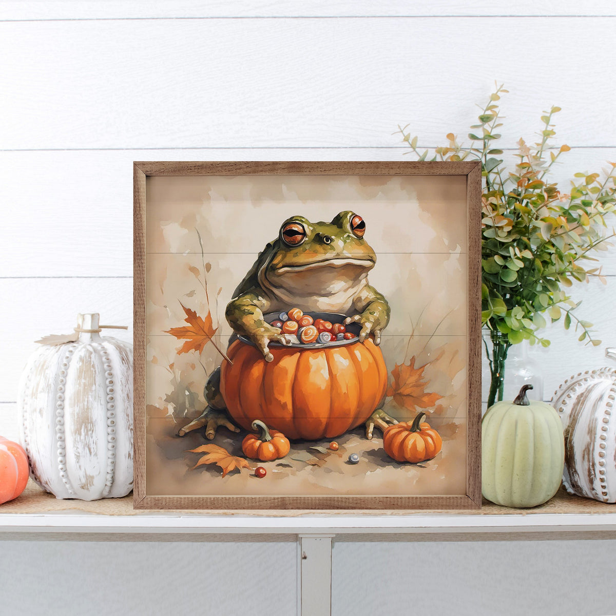 Toad In Pumpkin Printed and Framed Wall Sign