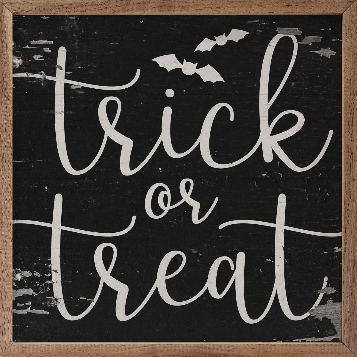 Trick Or Treat Bats Black Printed and Framed Wall Sign