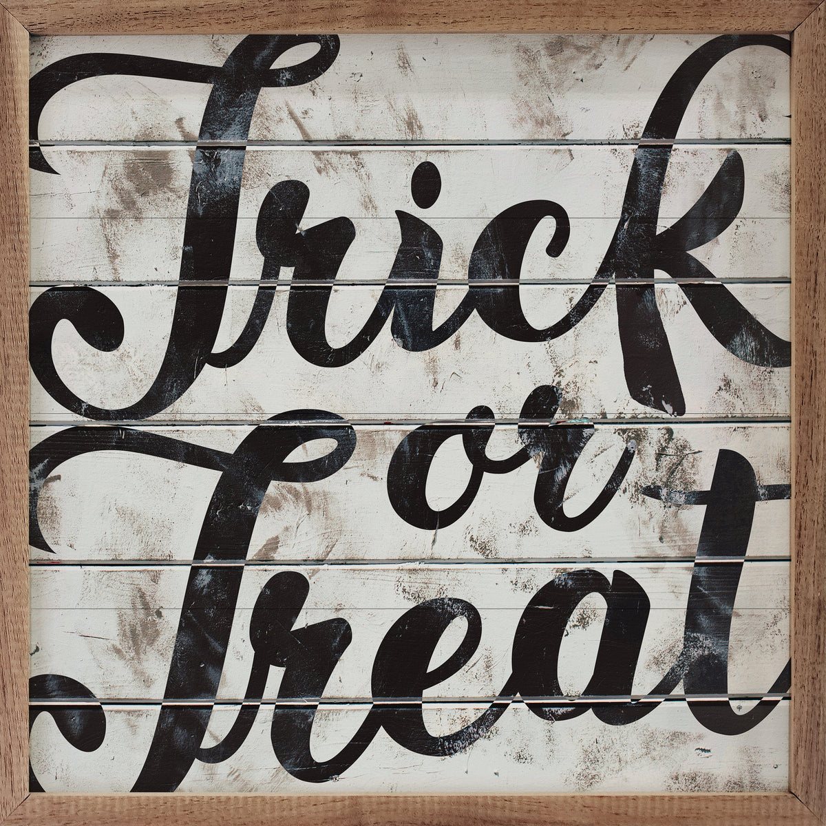 Trick Or Treat Whitewash Printed and Framed Wall Sign