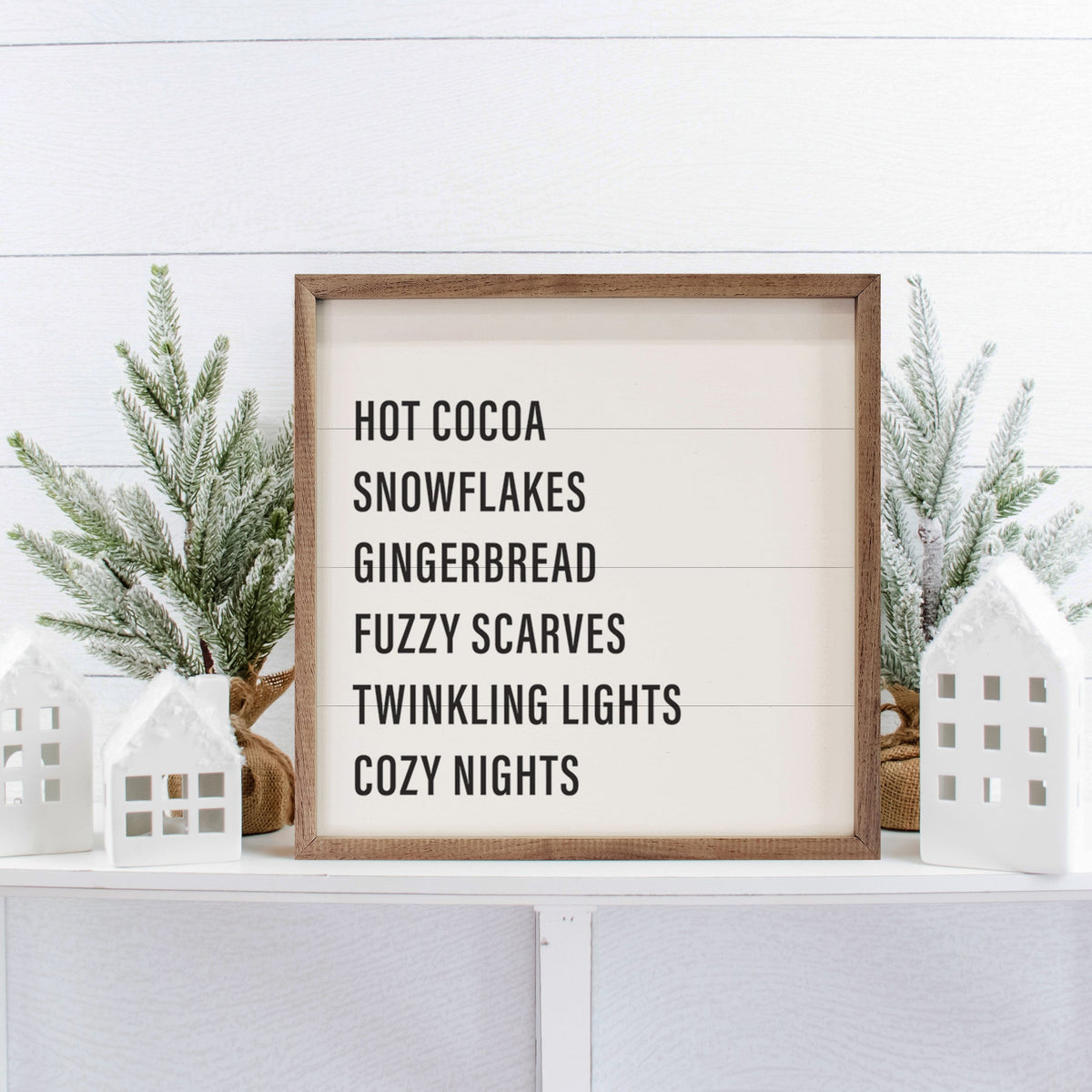 Warm Winter Words White Printed and Framed Wall Sign