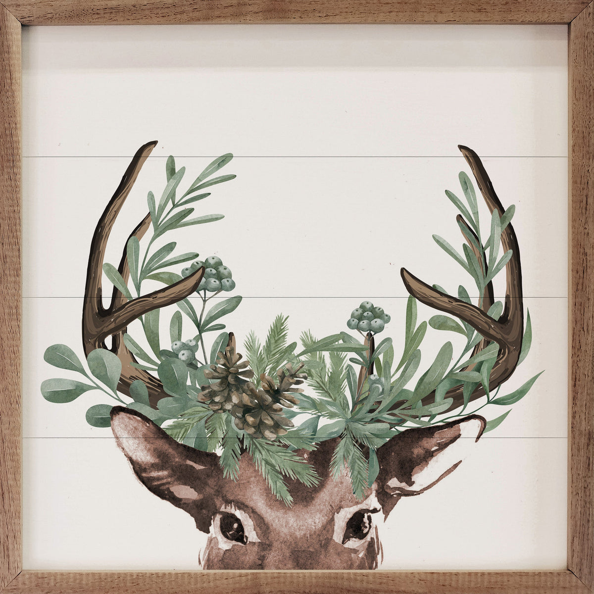 Watercolor Christmas Deer Printed and Framed Wall Sign