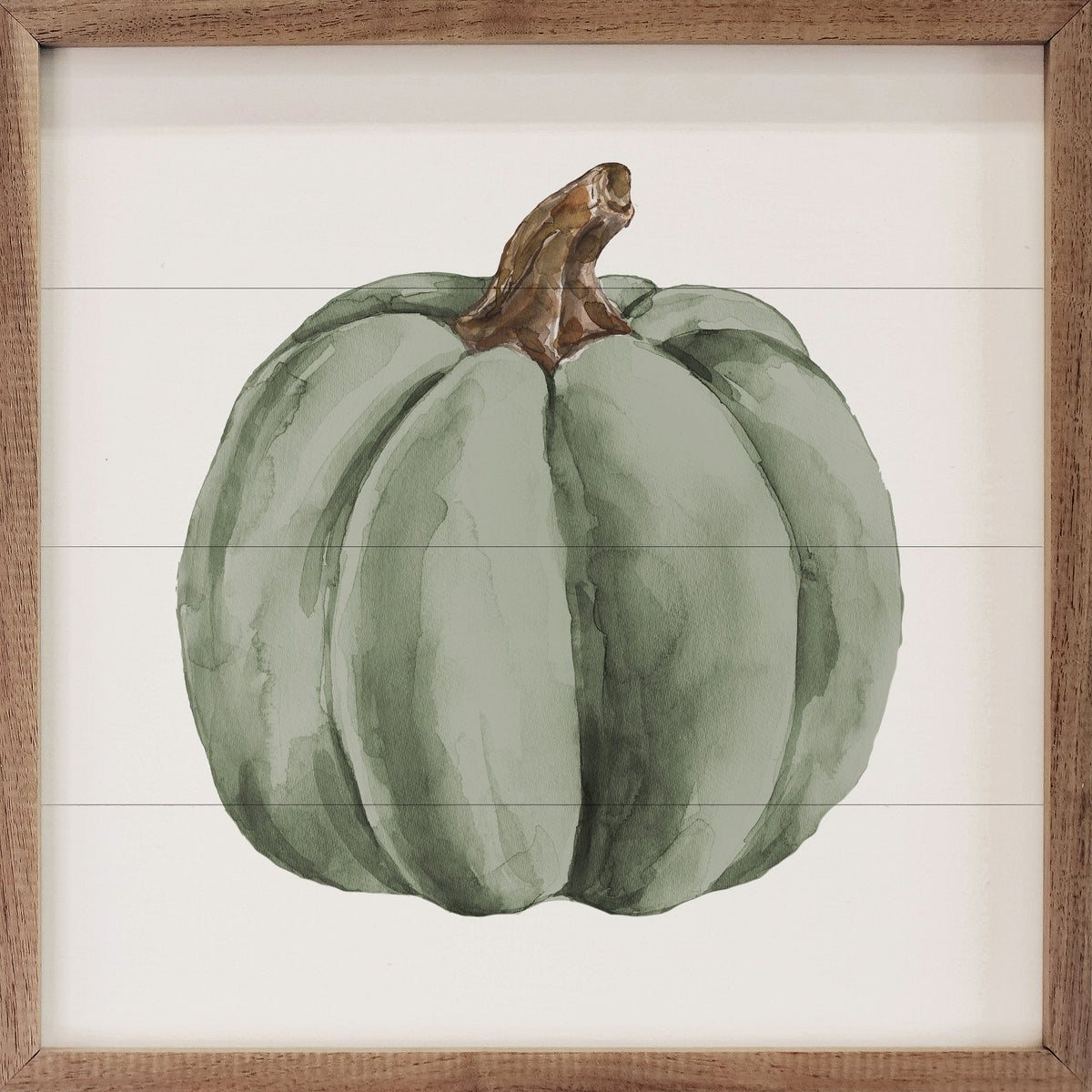 Watercolor Green Pumpkin Printed and Framed Wall Sign