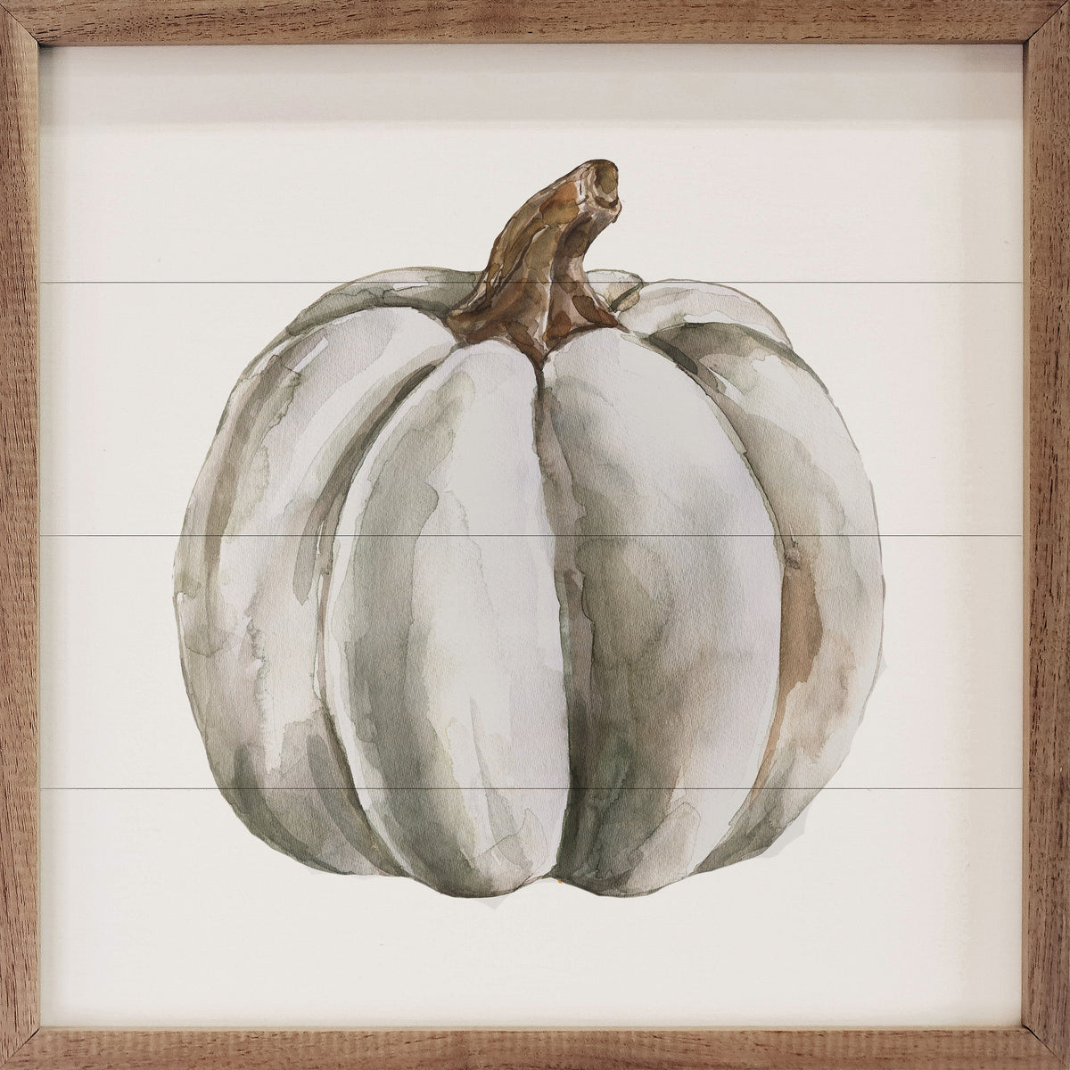 Watercolor White Pumpkin Printed and Framed Wall Sign