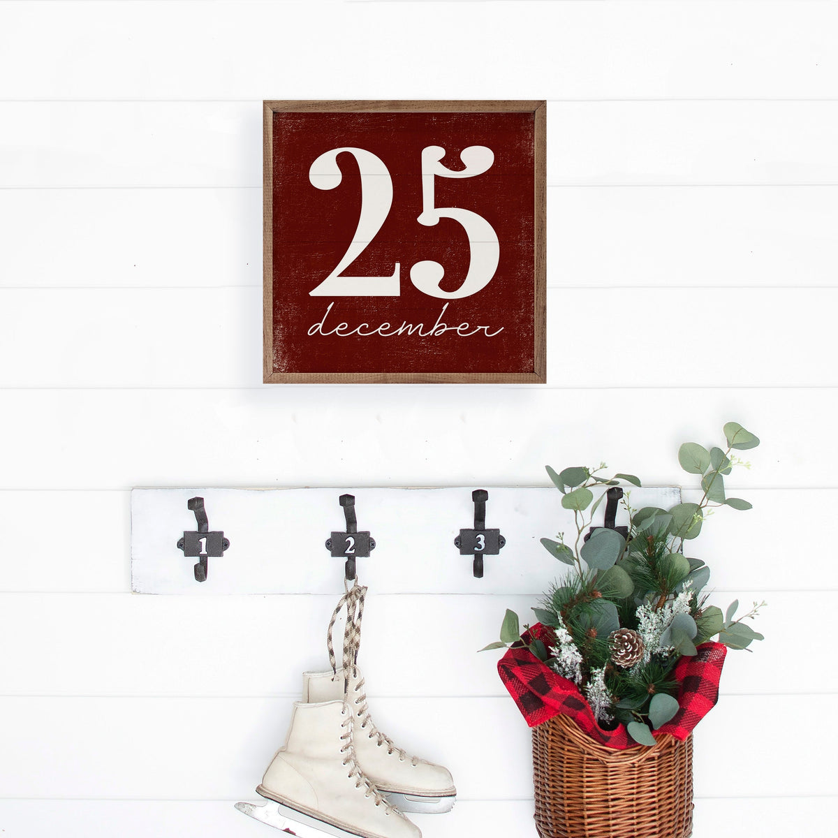 December 25th Script Printed and Framed Wall Sign