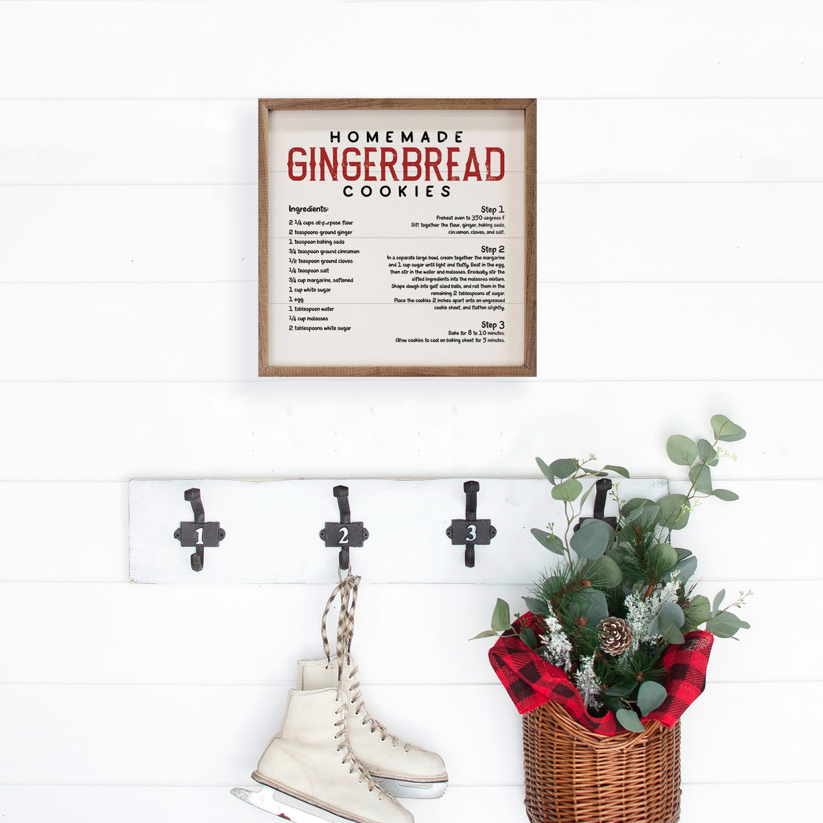 Gingerbread Cookie Recipe White Printed and Framed Wall Sign