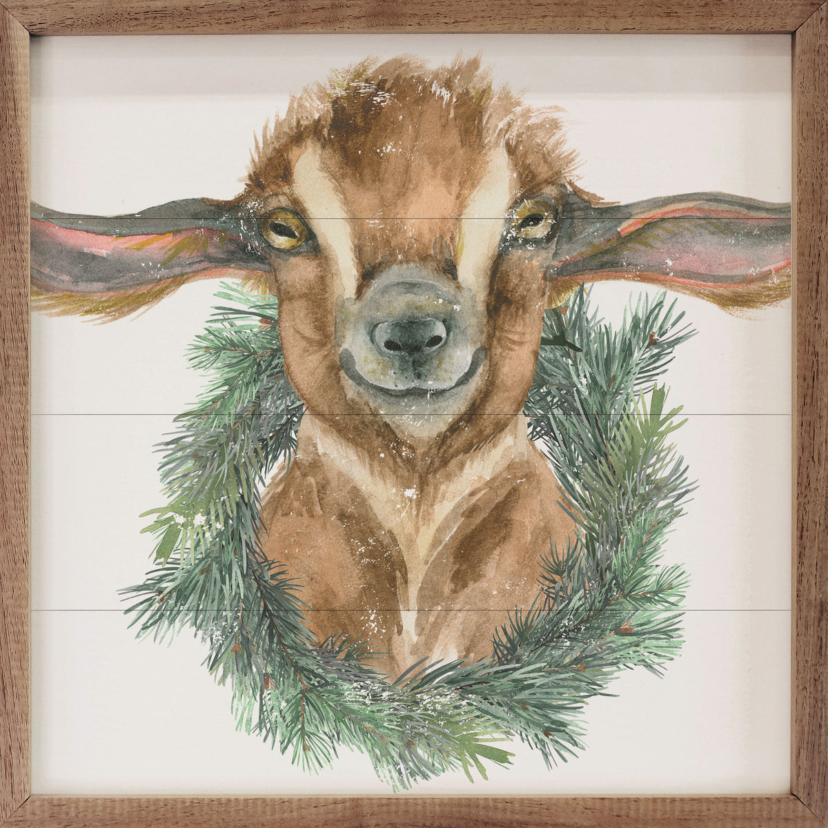 Goat Wreath White Printed and Framed Wall Sign