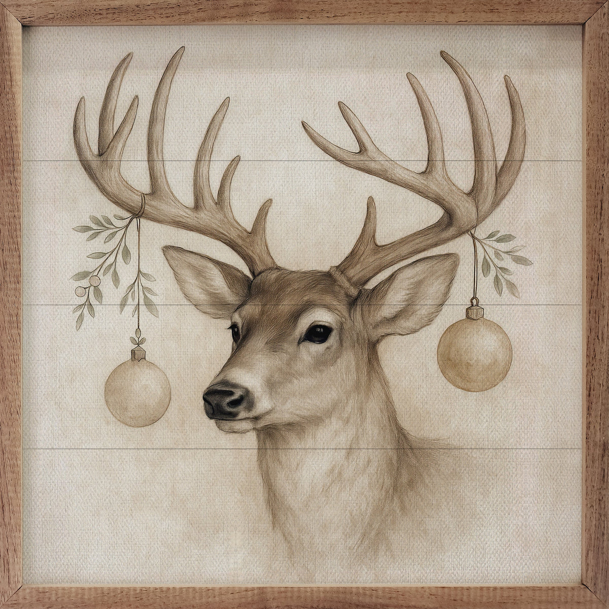 Holiday Deer Printed and Framed Wall Sign