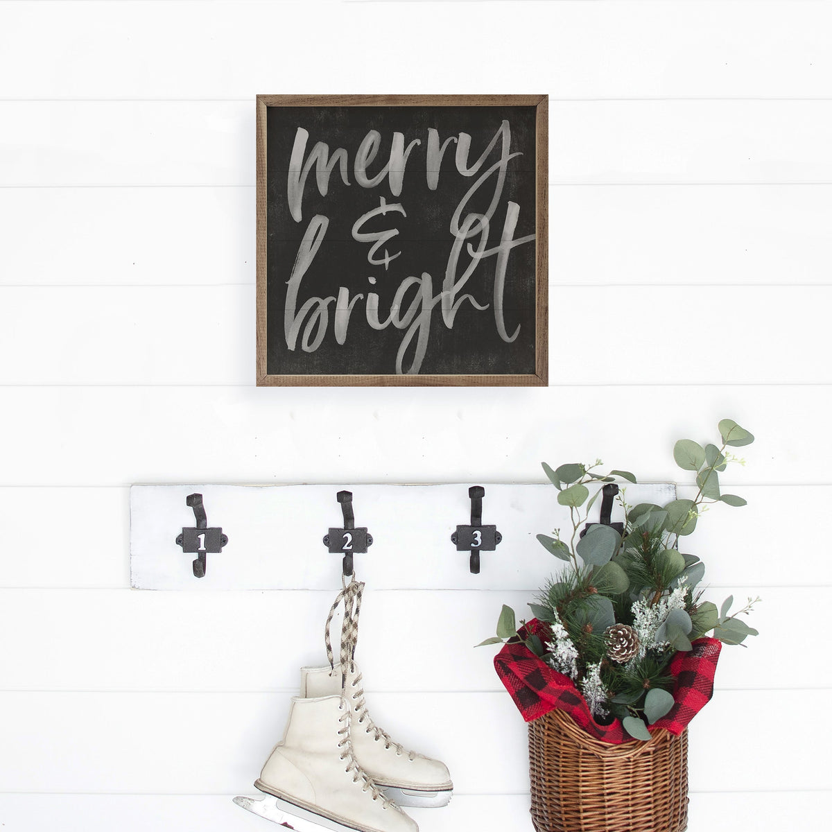 Merry And Bright Chalk Printed and Framed Wall Sign