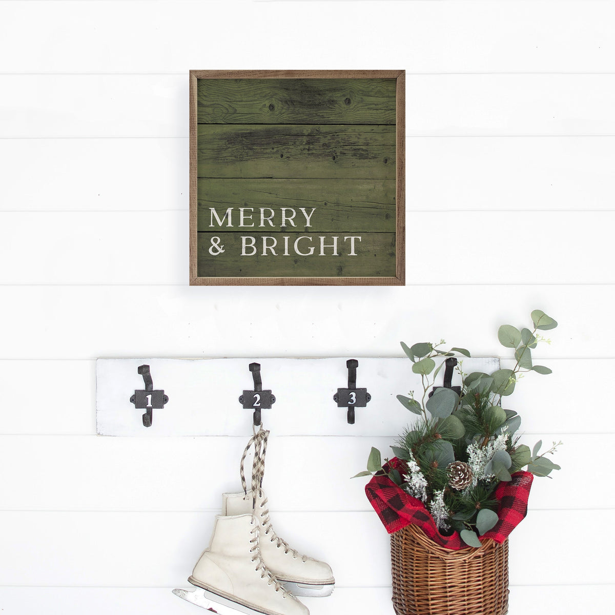 Merry And Bright Wood Printed and Framed Wall Sign