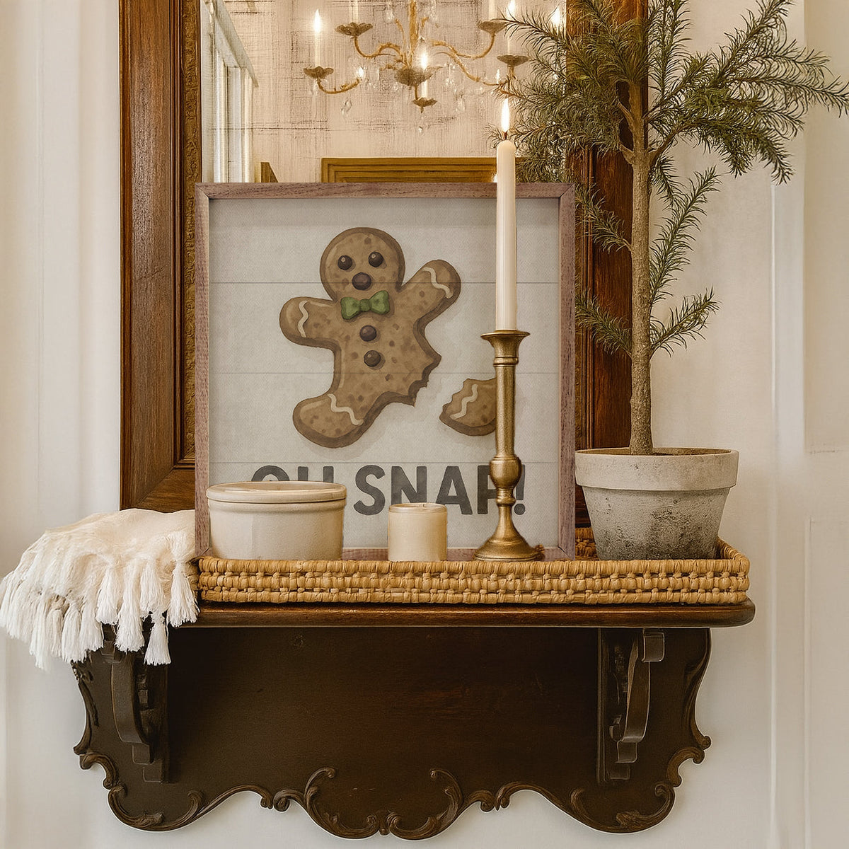 Oh Snap Gingerbread Printed and Framed Wall Sign