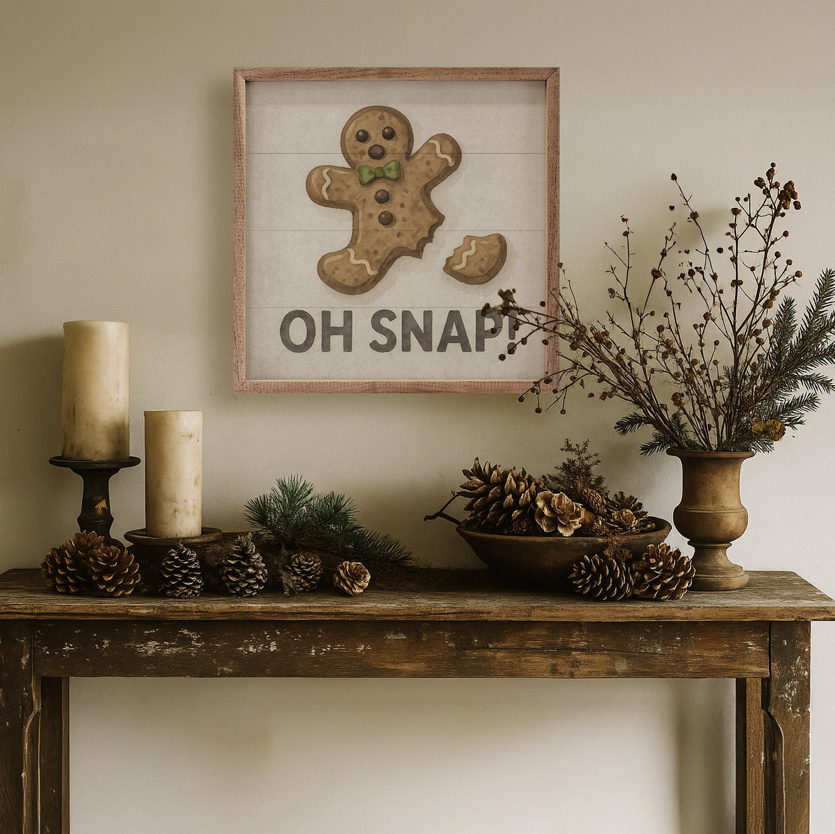 Oh Snap Gingerbread Printed and Framed Wall Sign