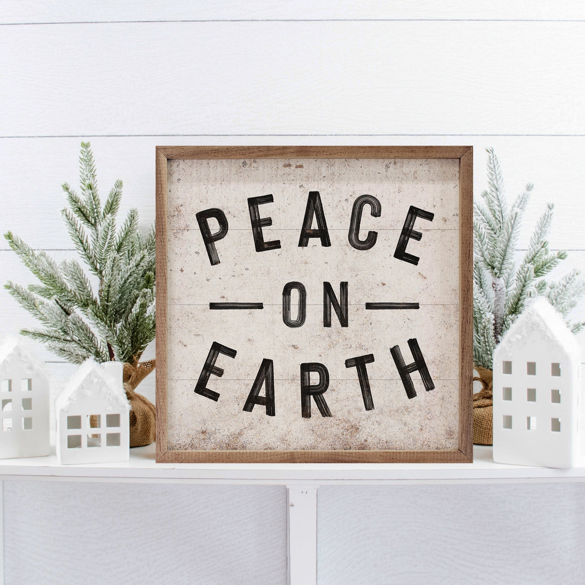 Peace On Earth Lines Printed and Framed Wall Sign