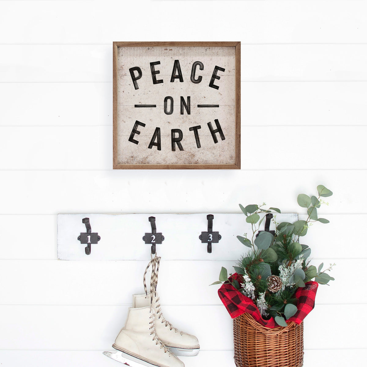 Peace On Earth Lines Printed and Framed Wall Sign