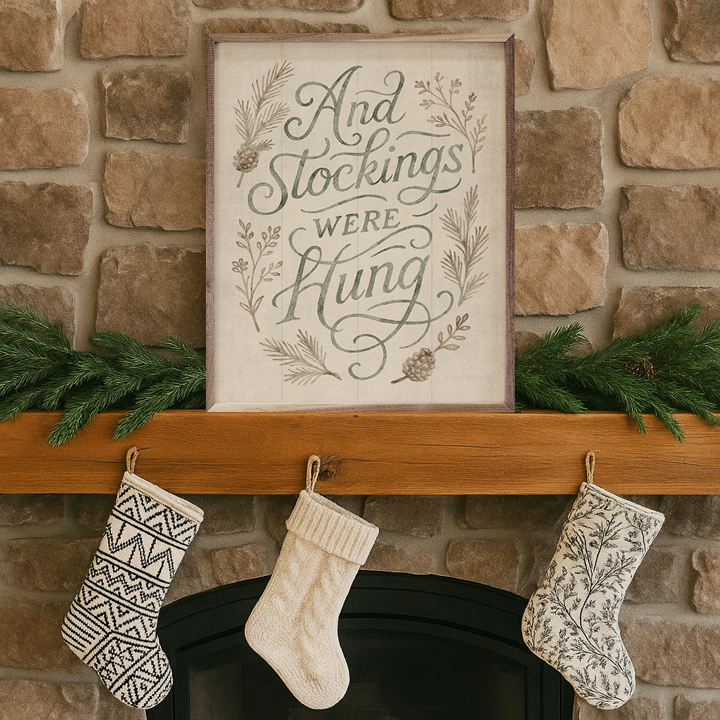 And Stockings Were Hung Printed and Framed Wall Sign