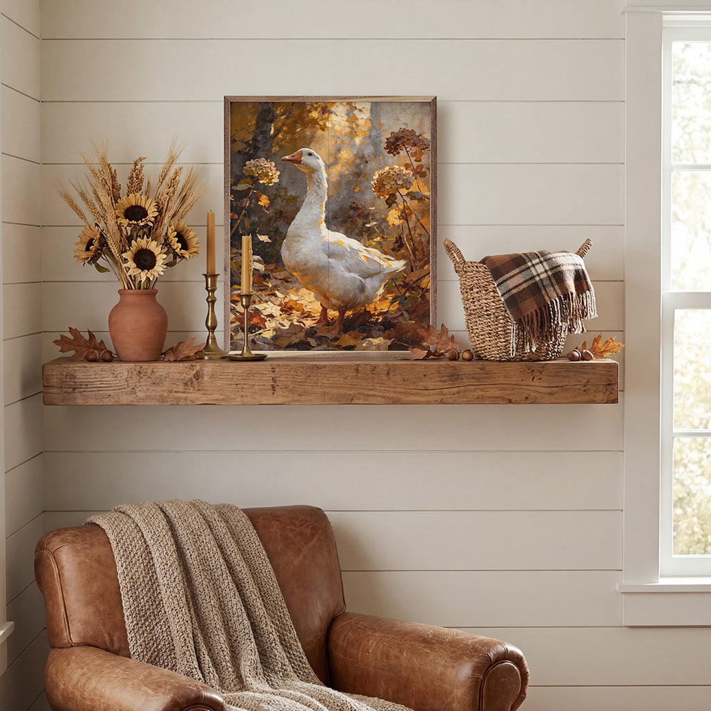 Autumn Garden Goose Printed and Framed Wall Sign