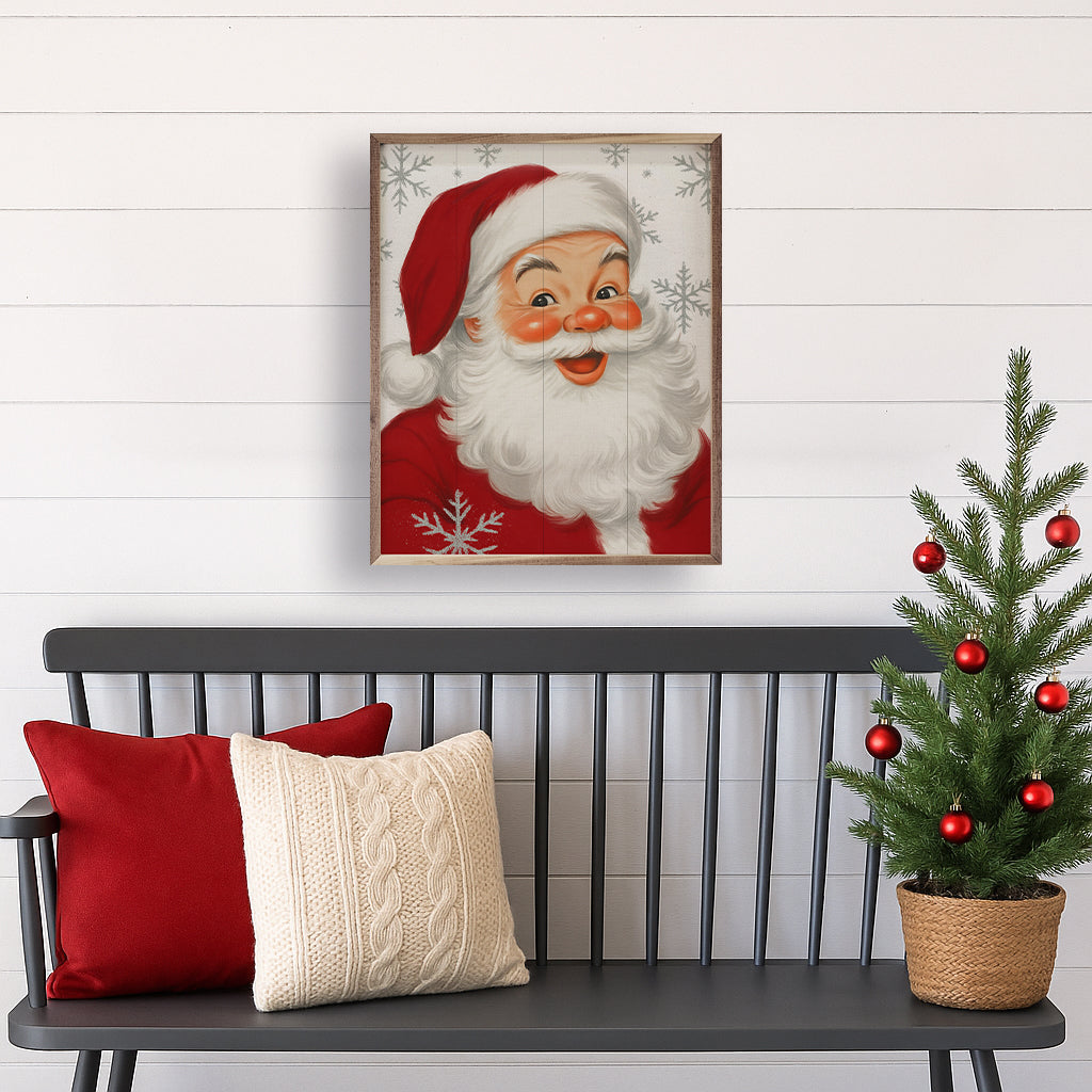 Cherry Santa Snowflakes Printed and Framed Wall Sign