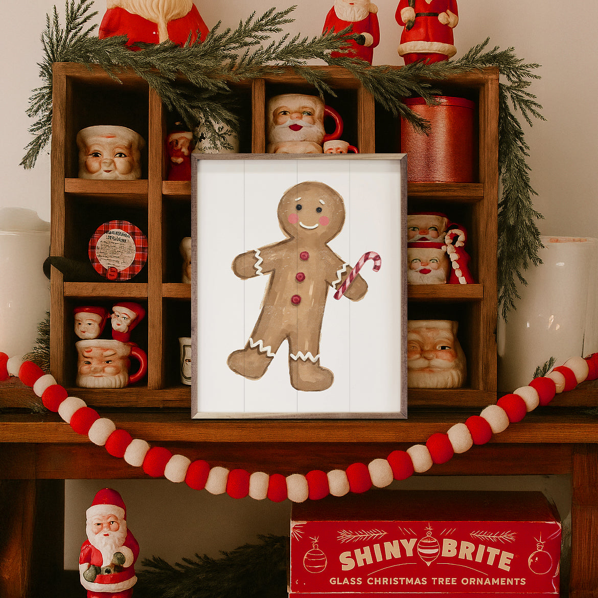 Christmas Gingerbread Man Printed and Framed Wall Sign