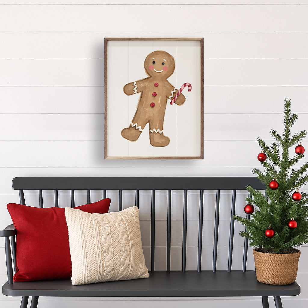 Christmas Gingerbread Man Printed and Framed Wall Sign