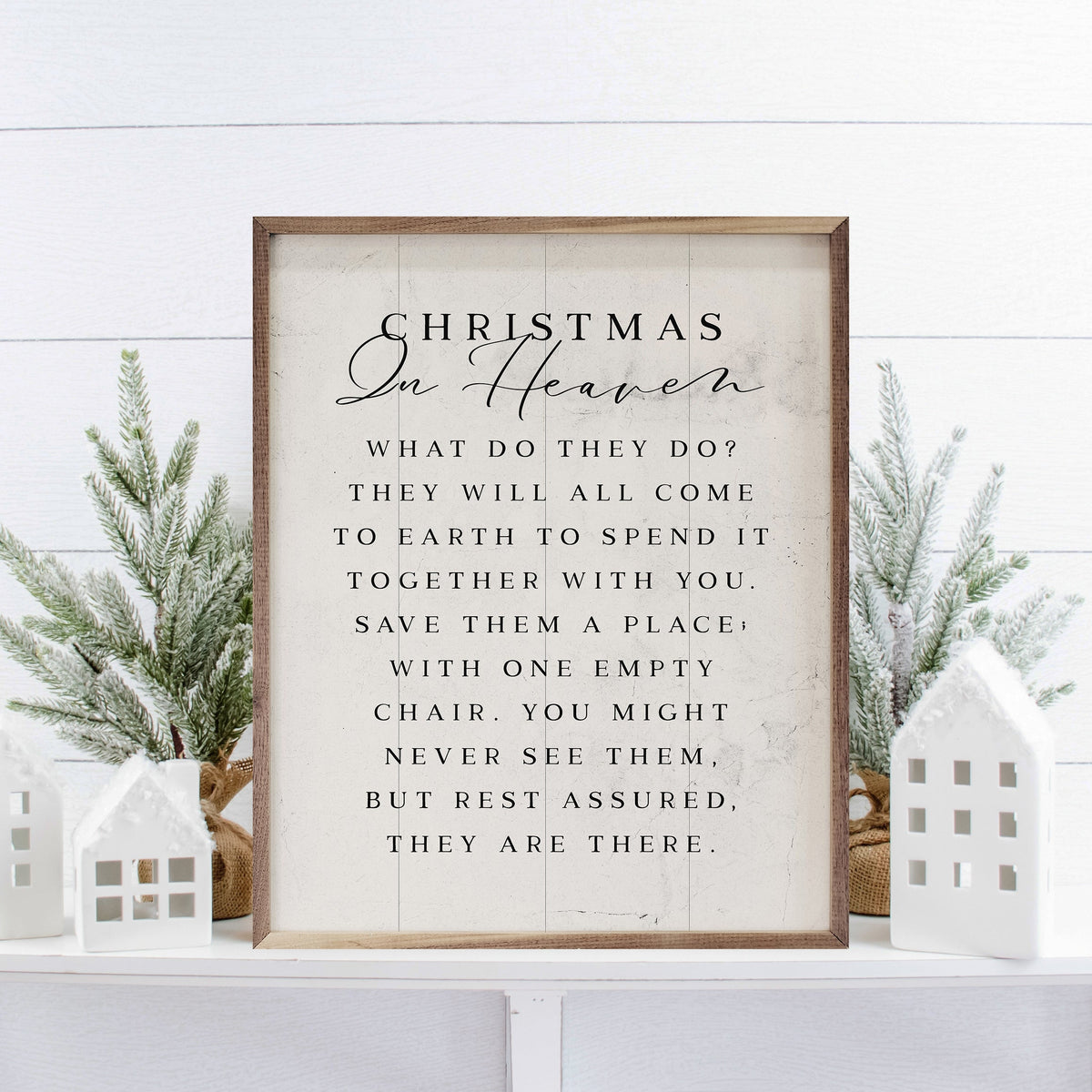 Christmas In Heaven White Printed and Framed Wall Sign