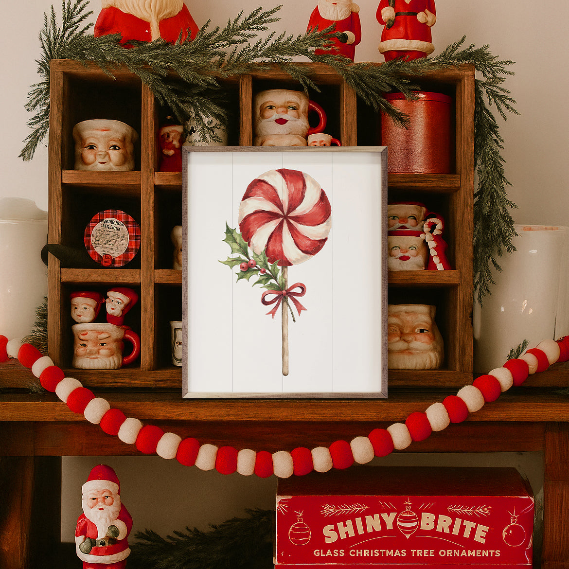 Christmas Lollipop Printed and Framed Wall Sign