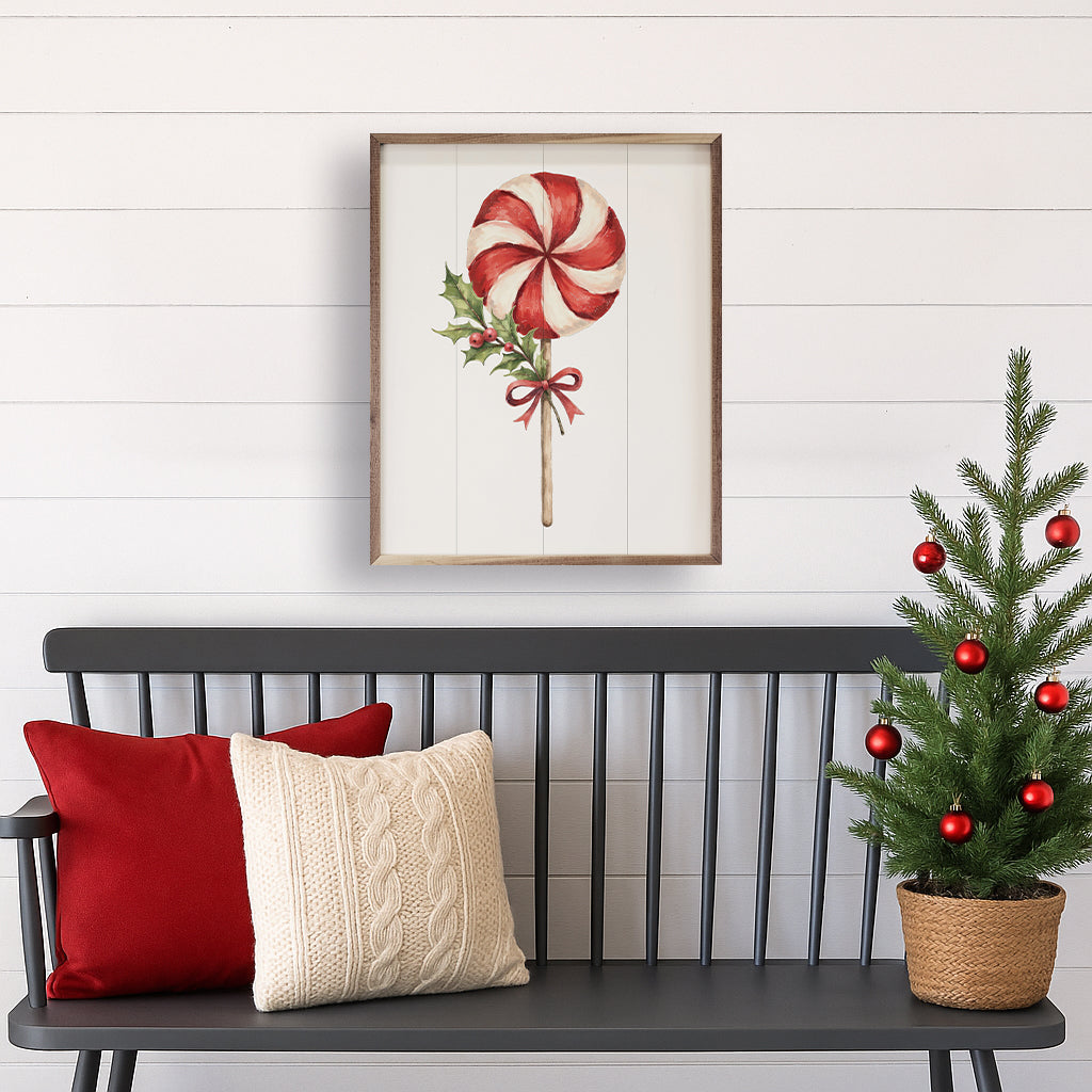 Christmas Lollipop Printed and Framed Wall Sign