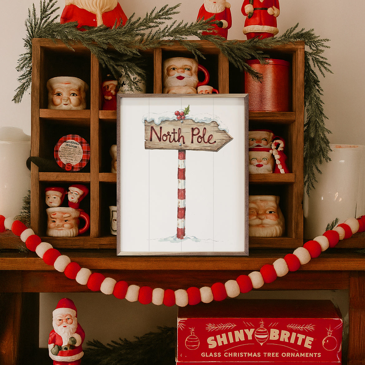 Christmas North Pole Sign Printed and Framed Wall Sign