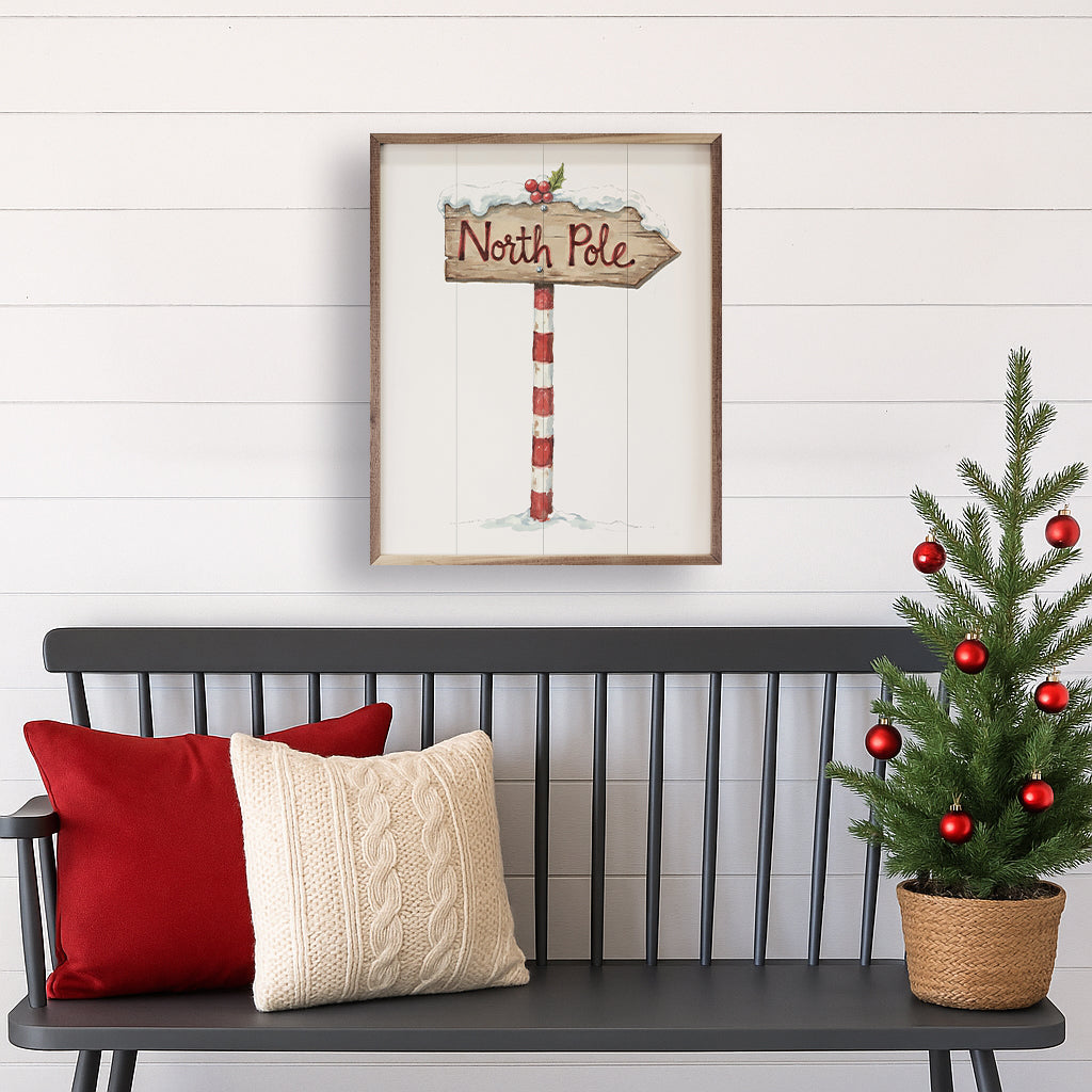 Christmas North Pole Sign Printed and Framed Wall Sign