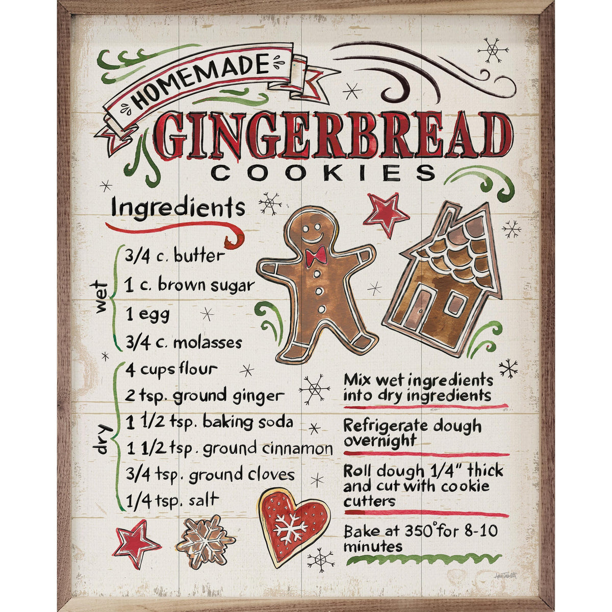 Christmas Treats VI Gingerbread By Anne Tavoletti Printed and Framed Wall Sign