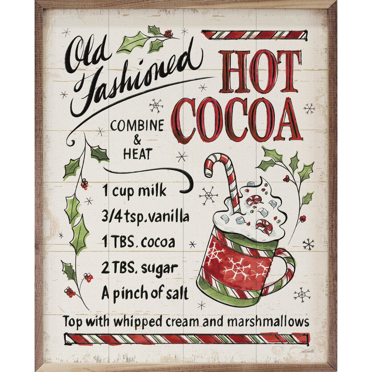 Christmas Treats VII Hot Cocoa By Anne Tavoletti Printed and Framed Wall Sign