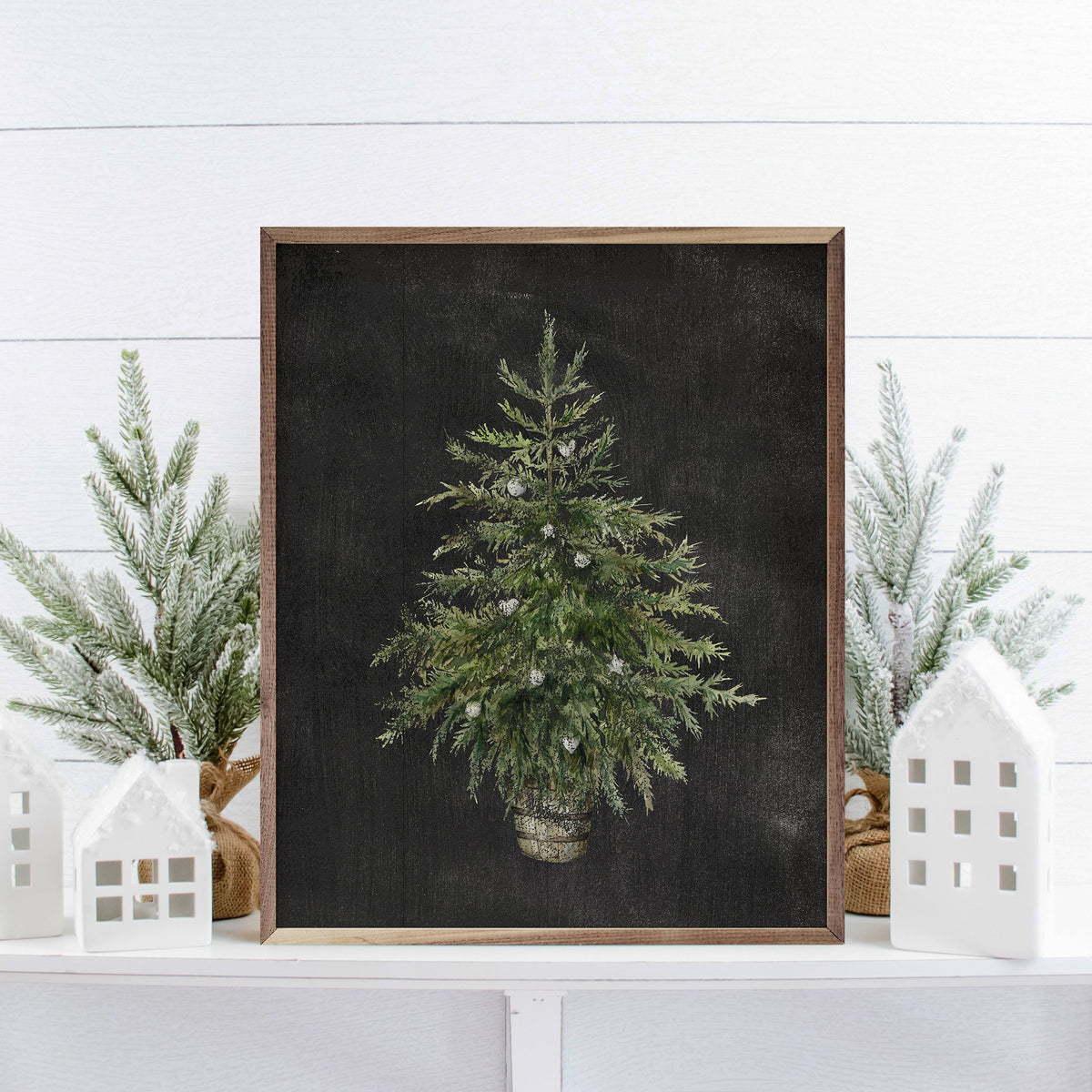 Christmas Tree Black Printed and Framed Wall Sign