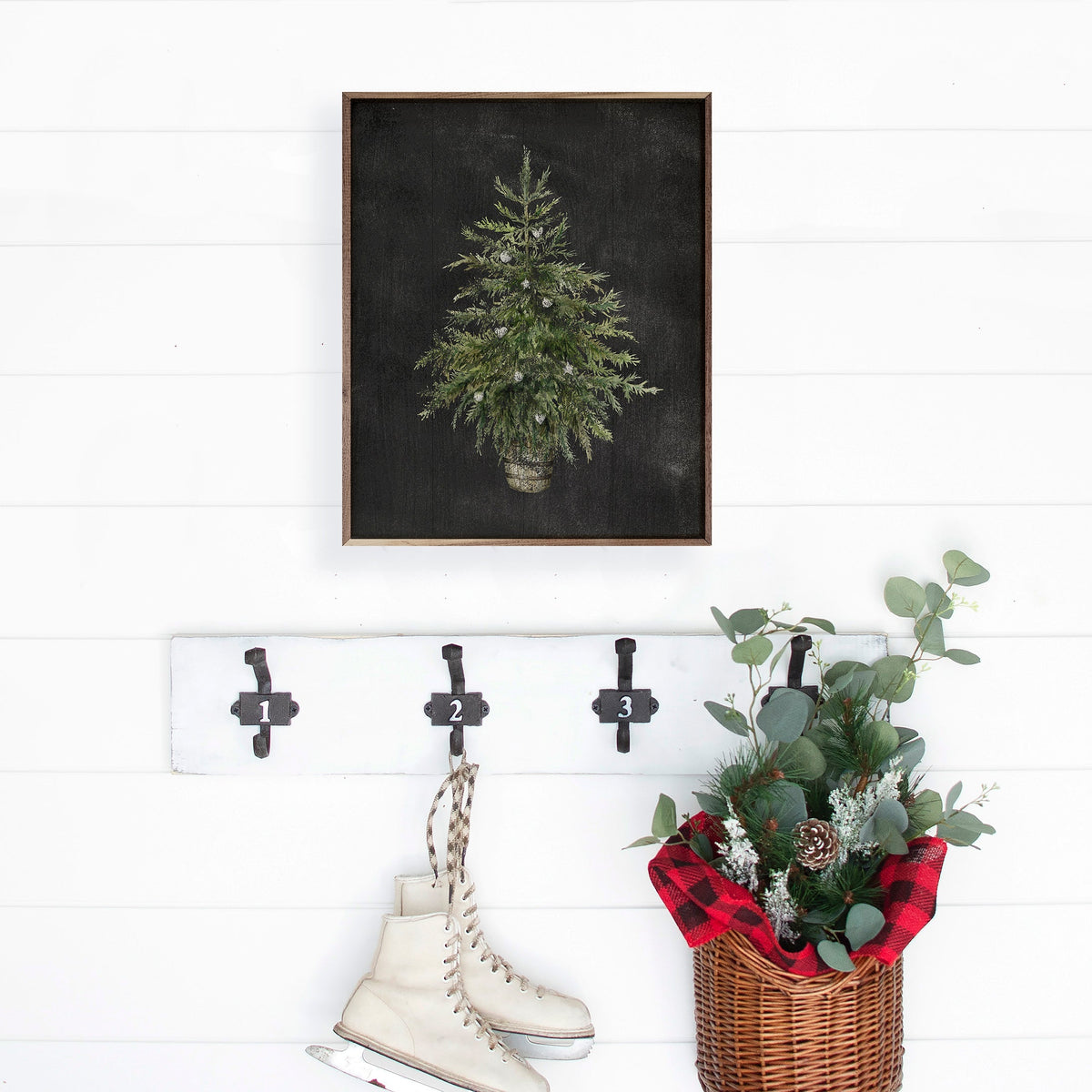 Christmas Tree Black Printed and Framed Wall Sign