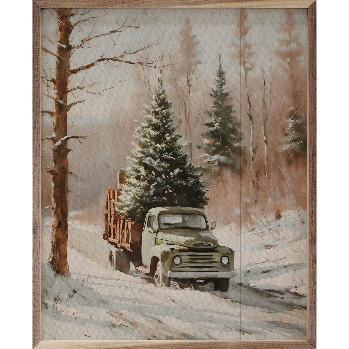 Christmas Tree Delivery Truck Printed and Framed Wall Sign