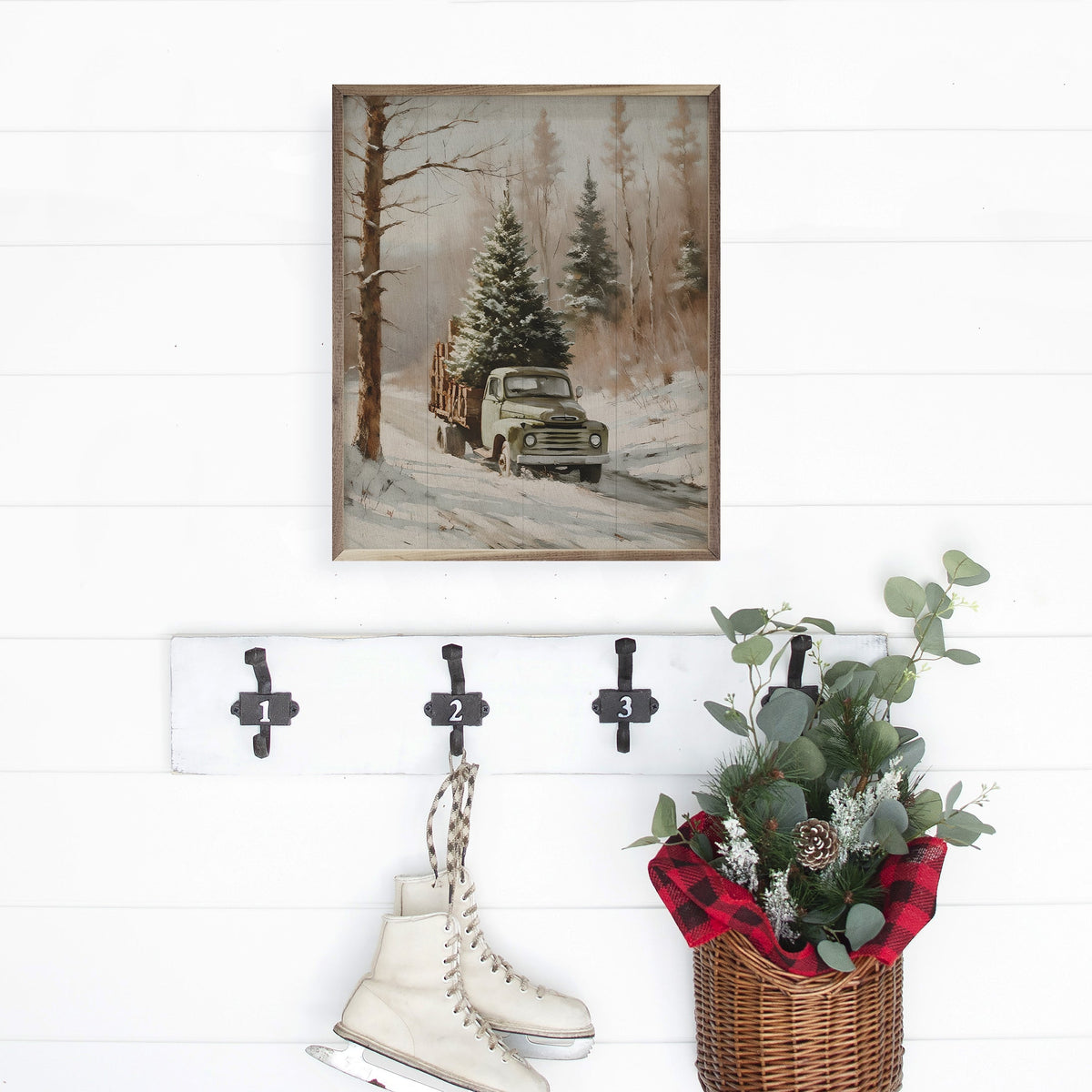 Christmas Tree Delivery Truck Printed and Framed Wall Sign