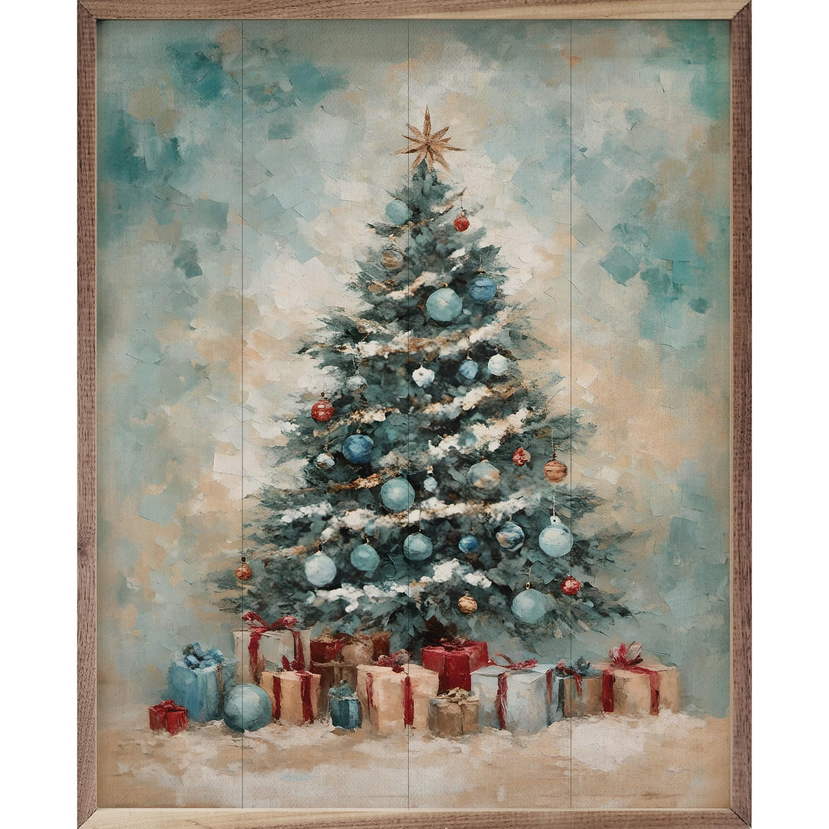 Coastal Holiday Tree Printed and Framed Wall Sign
