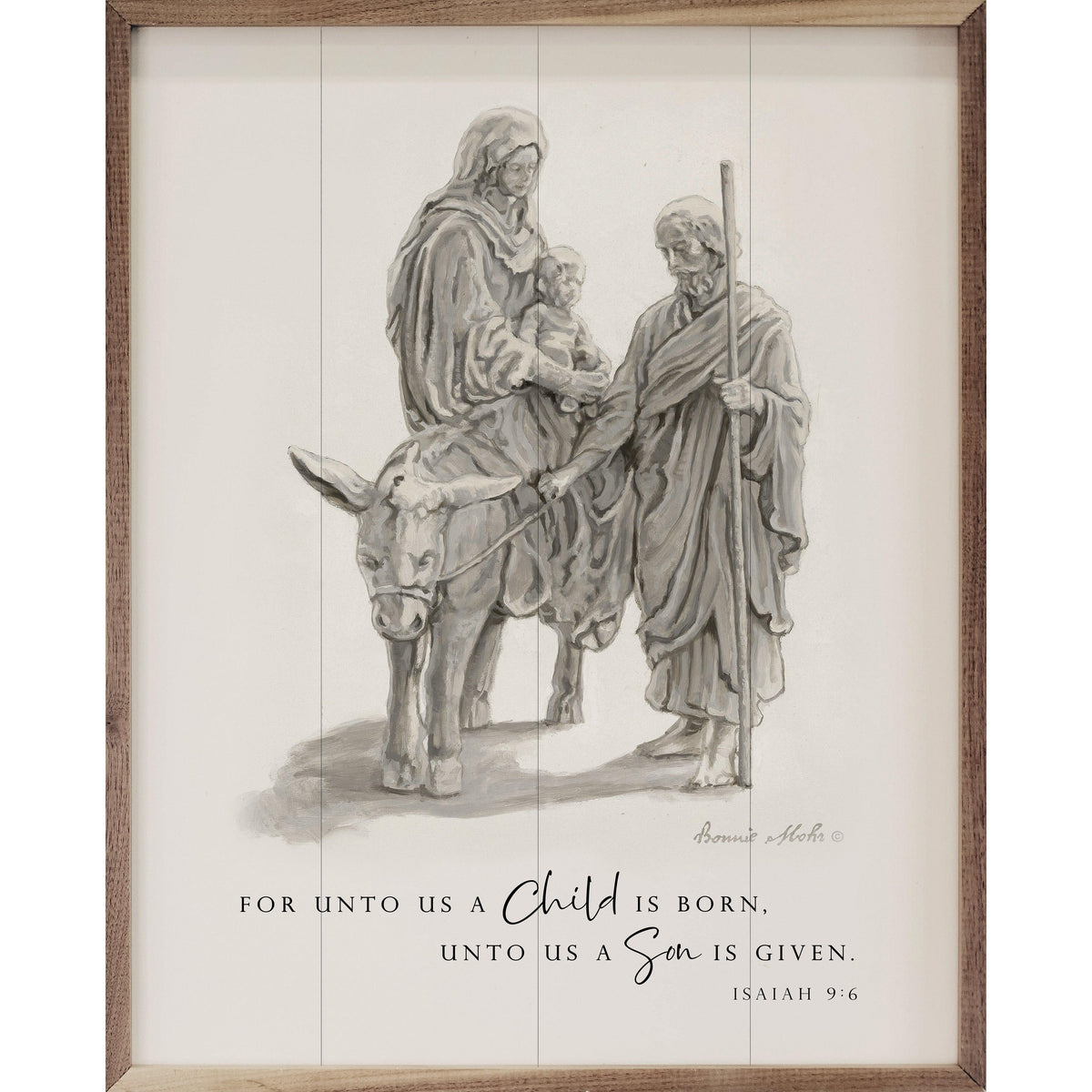 For Unto Us A Child Is Born Isaiah 9 6 White By Bonnie Mohr Printed and Framed Wall Sign