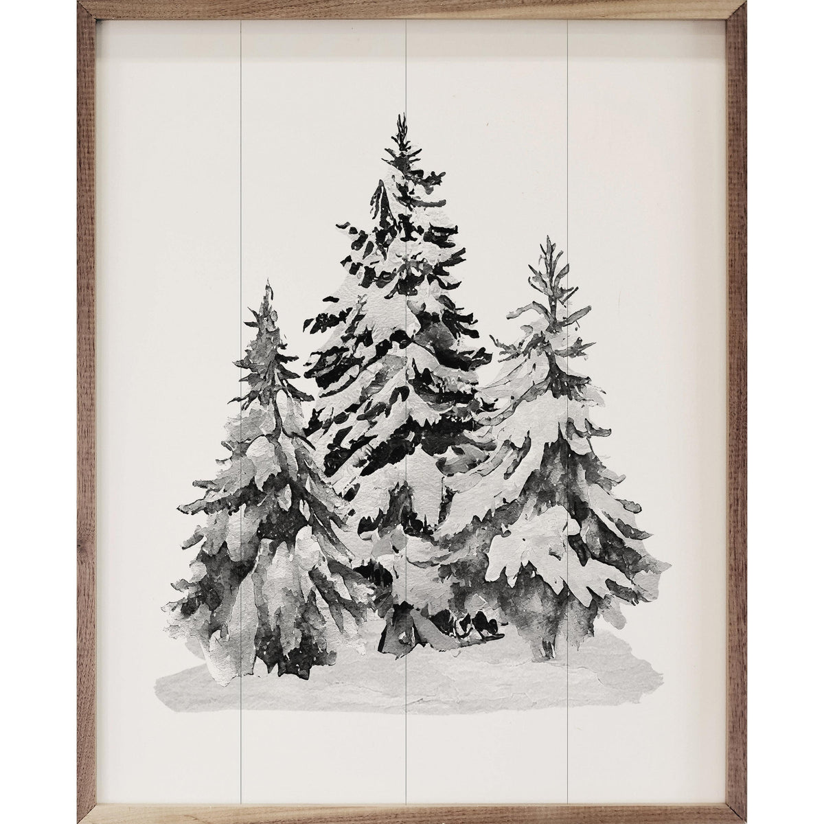 Grayscale Snowy Pines II Printed and Framed Wall Sign