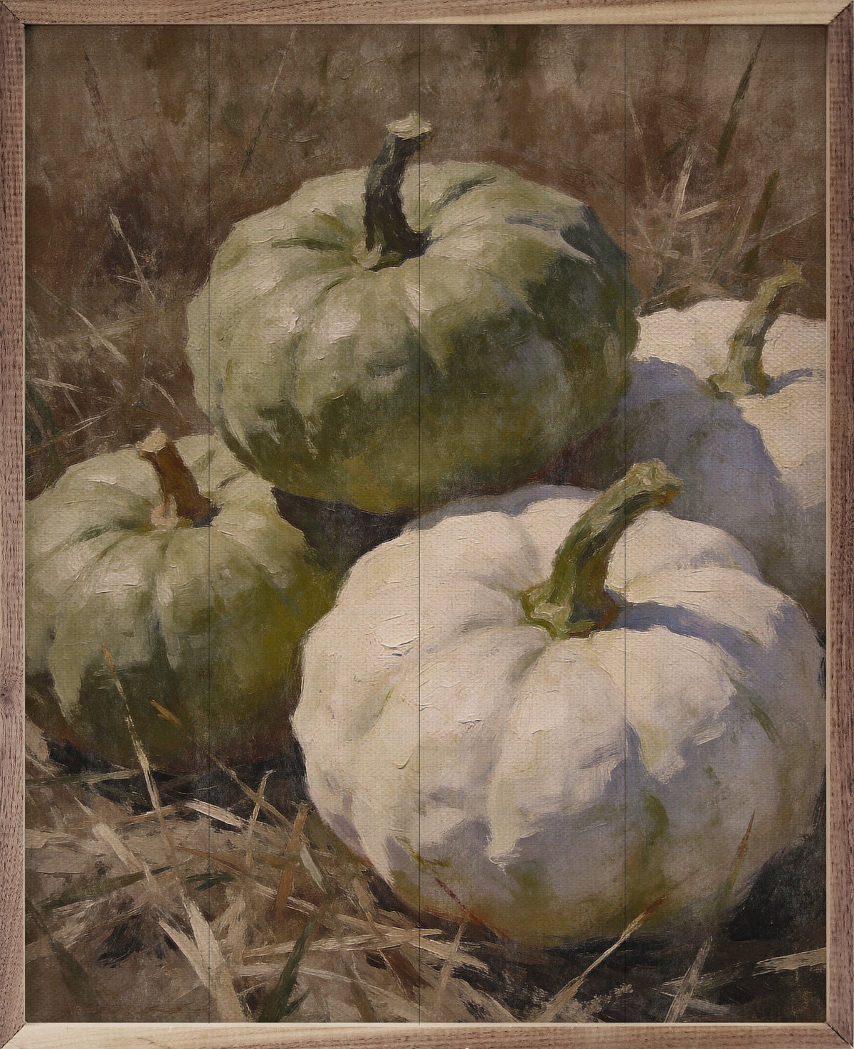 Green Heirloom Pumpkin Still Life Printed and Framed Wall Sign