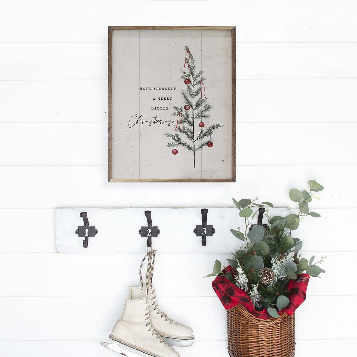 Have Yourself A Merry Little Christmas Tree Whitewash Printed and Framed Wall Sign
