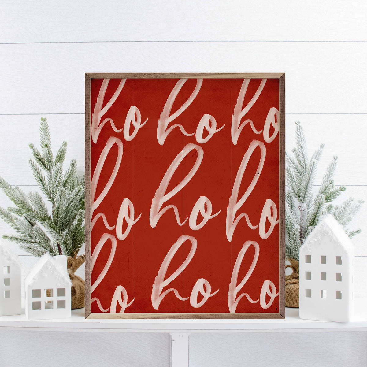 Ho Ho Ho Repeat Printed and Framed Wall Sign