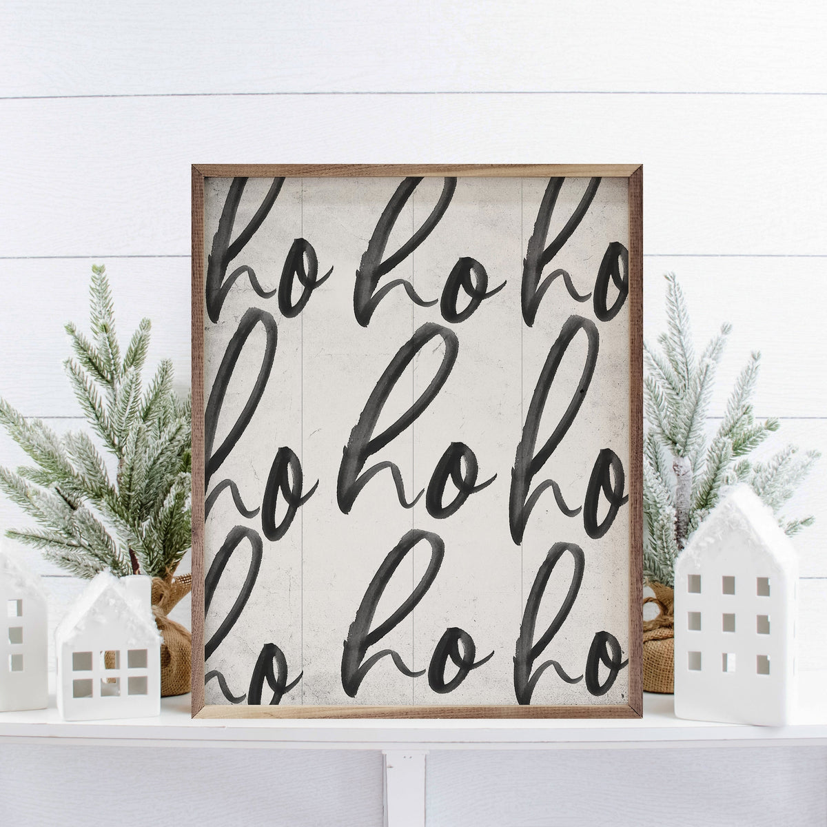 Ho Ho Ho Repeat Printed and Framed Wall Sign