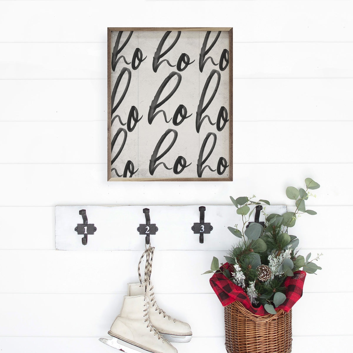 Ho Ho Ho Repeat Printed and Framed Wall Sign