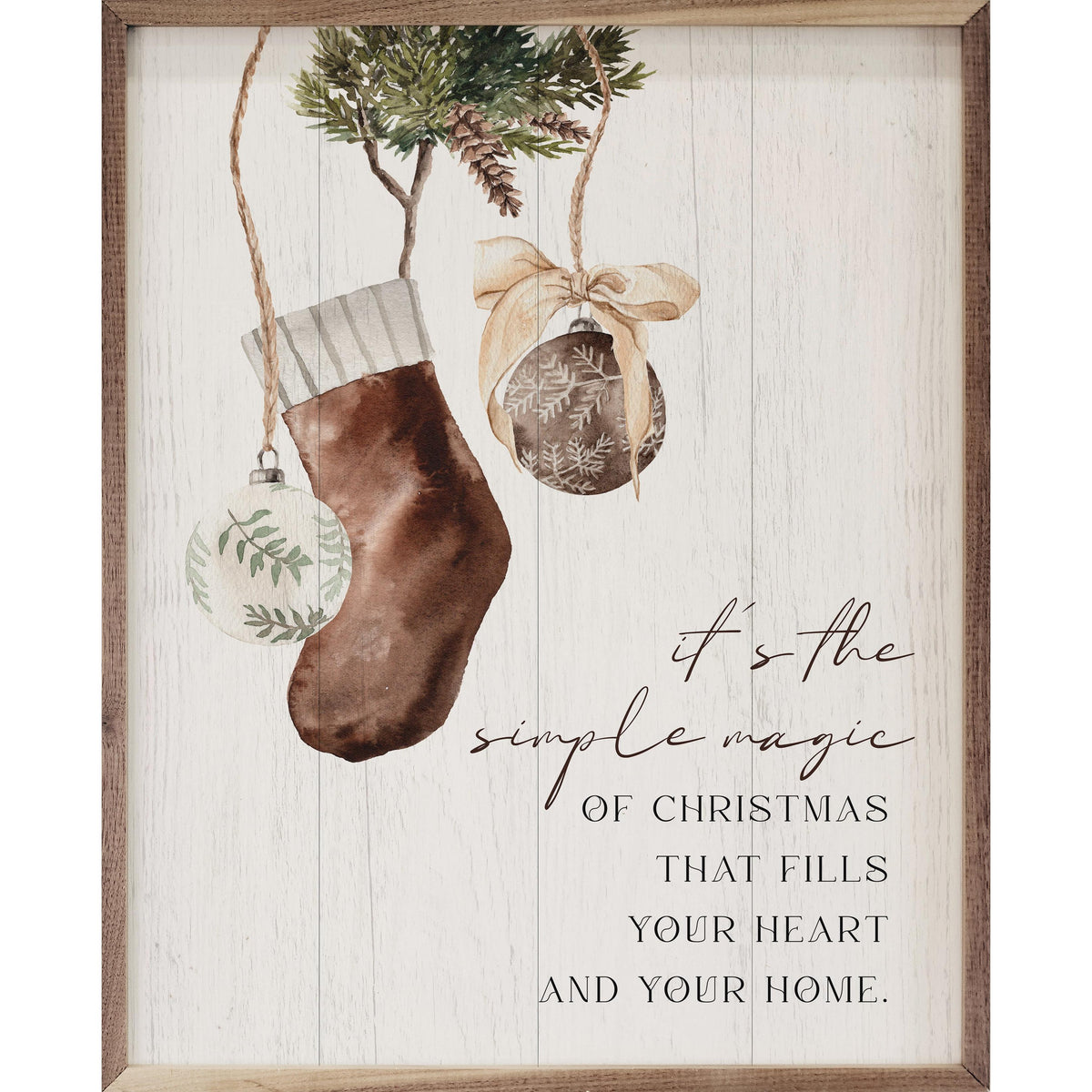 It's The Simple Magic Stocking Ornament Whitewash Printed and Framed Wall Sign