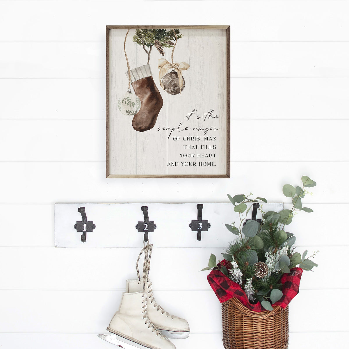 It's The Simple Magic Stocking Ornament Whitewash Printed and Framed Wall Sign