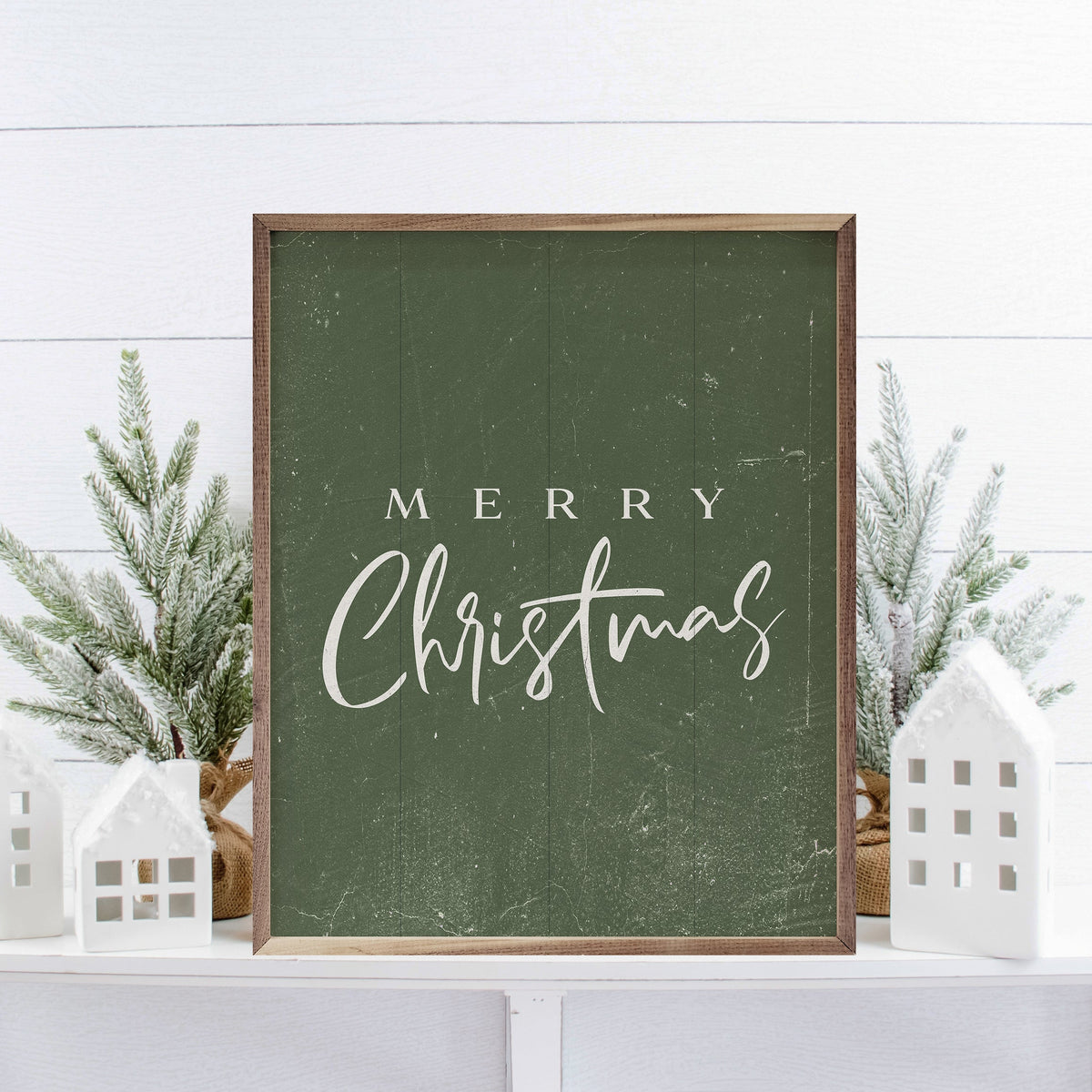Merry Christmas Fancy Printed and Framed Wall Sign
