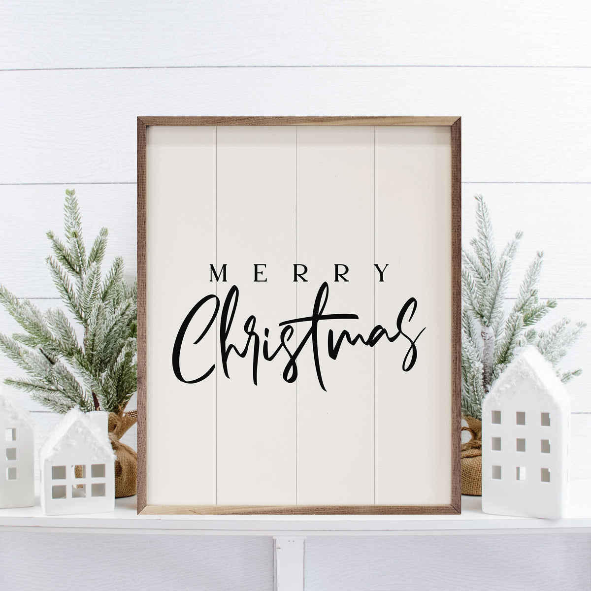 Merry Christmas Fancy Printed and Framed Wall Sign