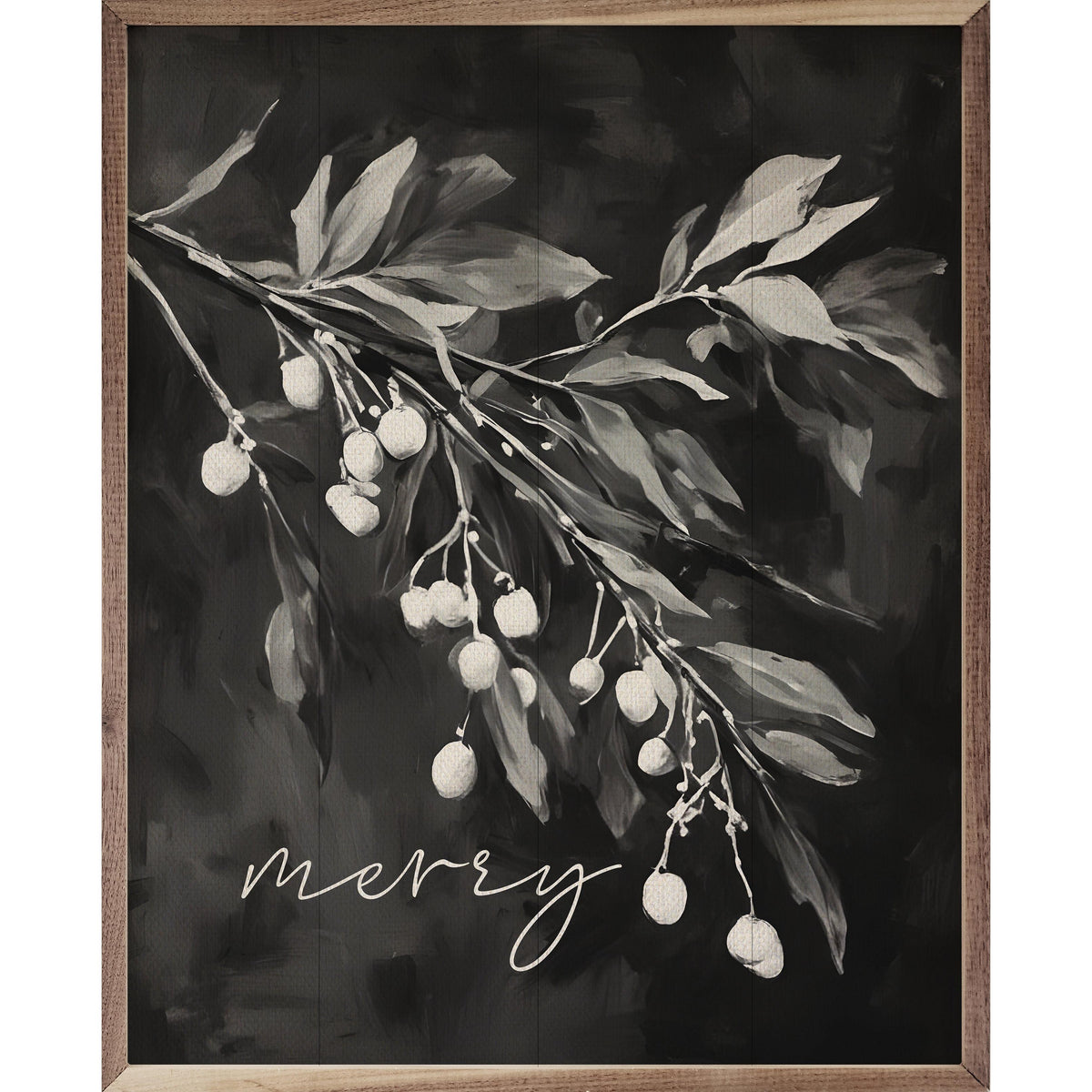 Merry Mistletoe BW Printed and Framed Wall Sign