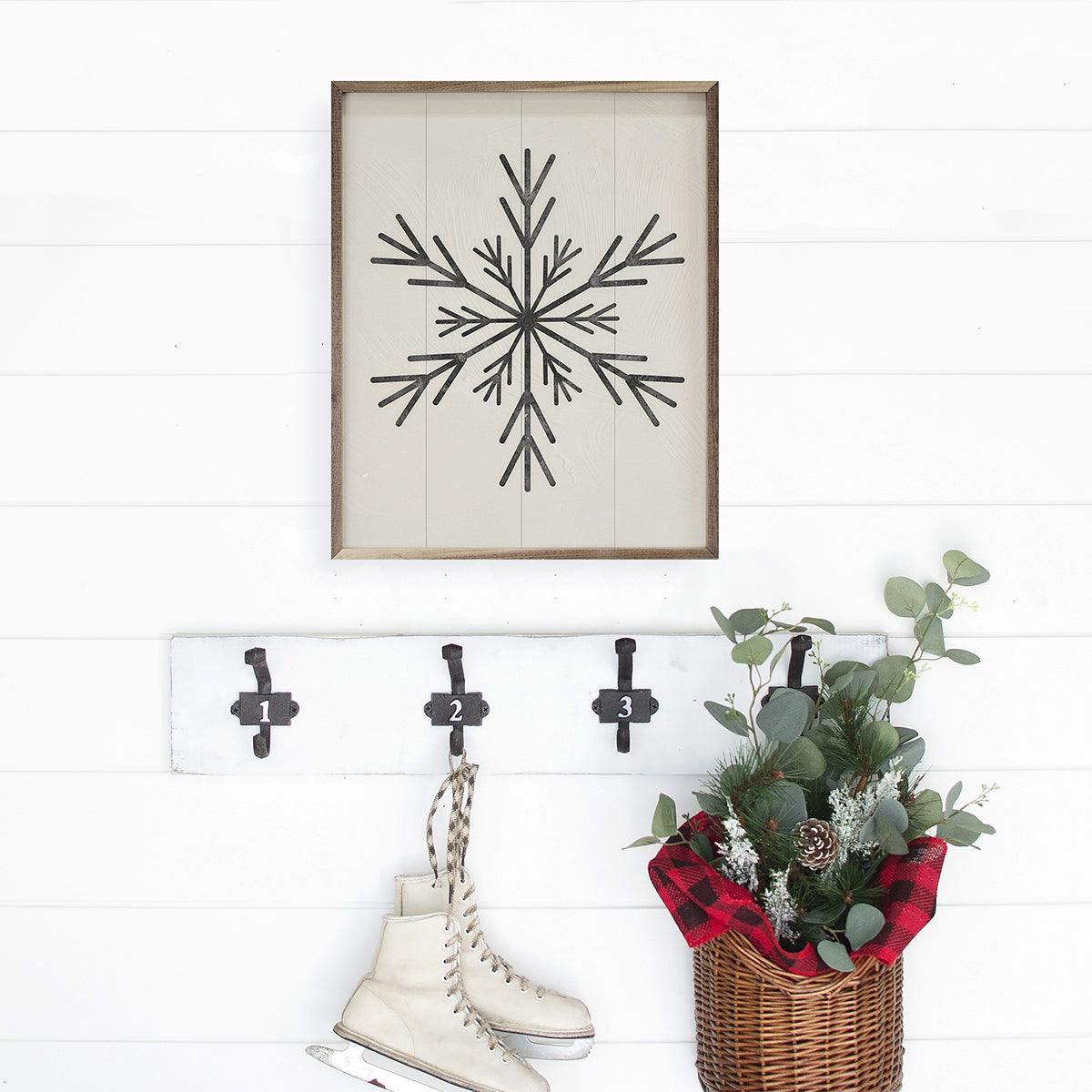 Modern Snowflake 1 Large Spike By Nina Blue Printed and Framed Wall Sign