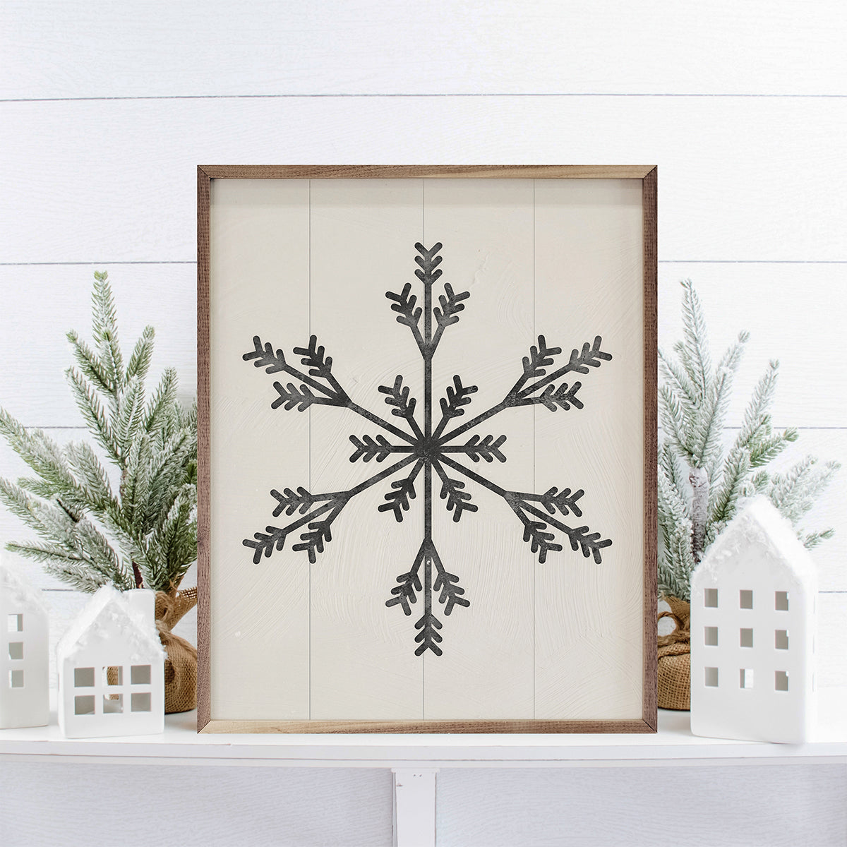 Modern Snowflake 2 Small Three Spike by Nina Blue Printed and Framed Wall Sign