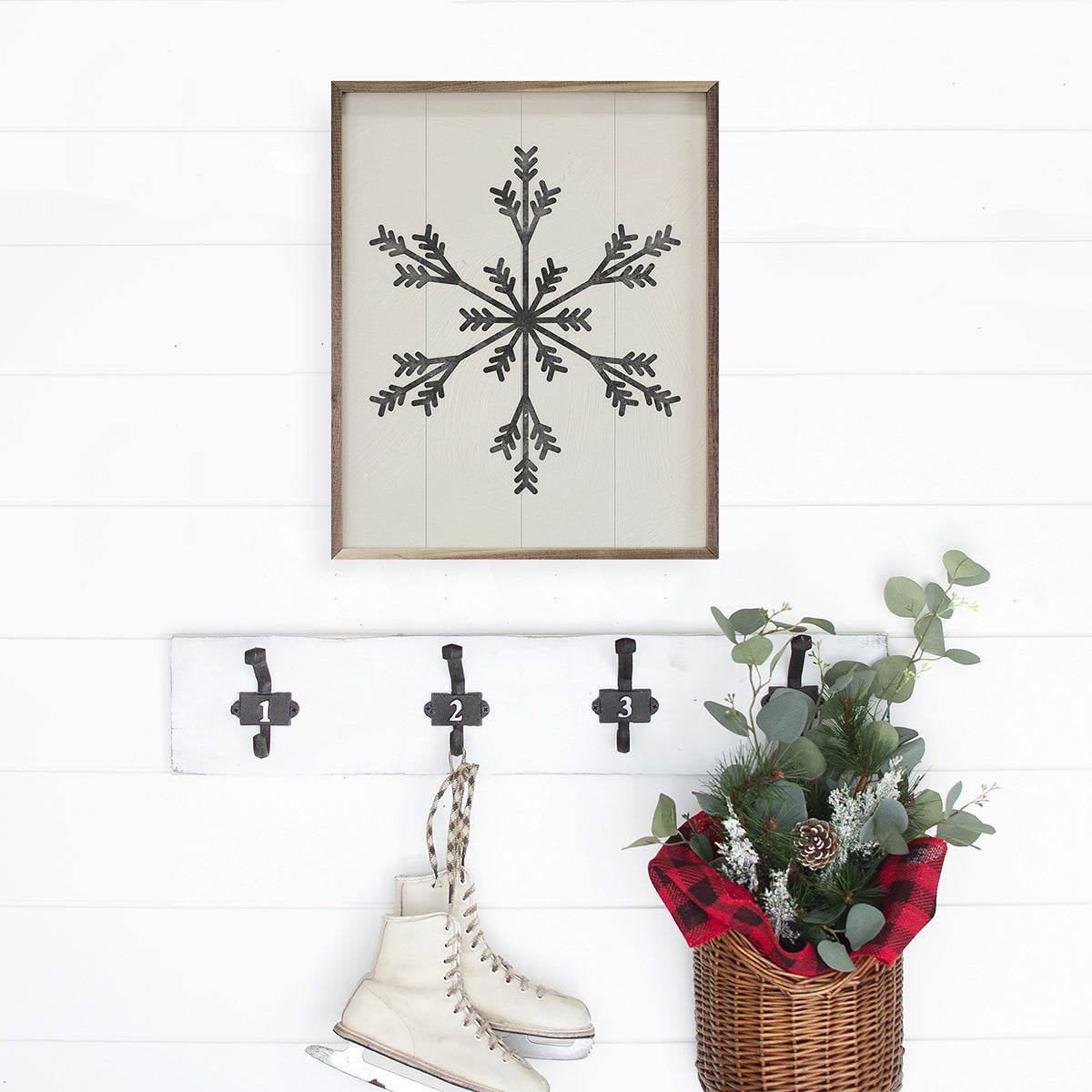 Modern Snowflake 2 Small Three Spike by Nina Blue Printed and Framed Wall Sign