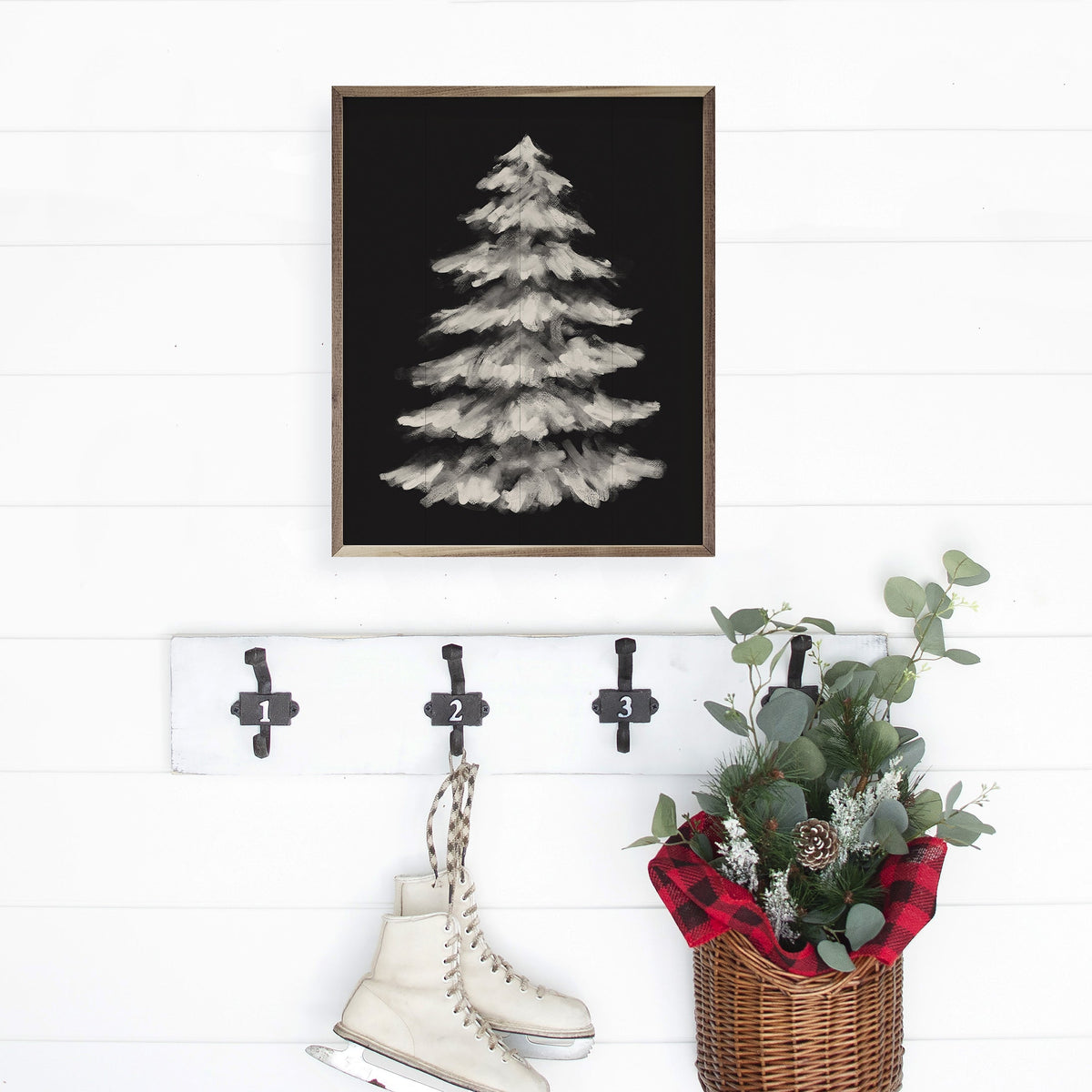 Moody Christmas 2 Tree By Emily Wood Printed and Framed Wall Sign